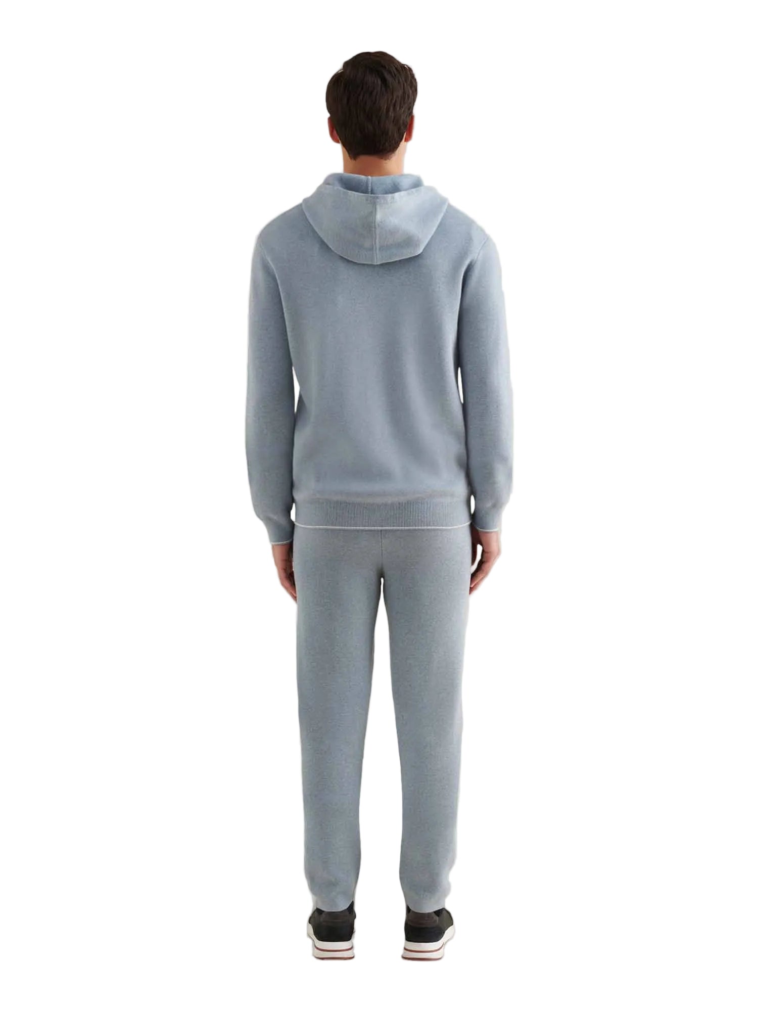 Back View of Peckham Rye Milano Knit Blue Blizzard Zip-Up Hoodie